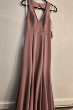 NWT AZAZIE Rose Mauve V-neck High-waisted Mermaid Style Bridesmaid Dress: 2