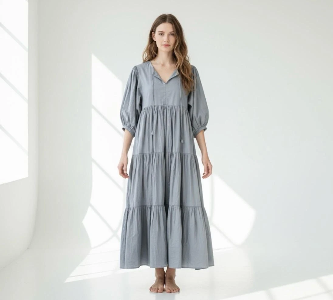 Indian Ethnic Boho Cotton Dress Summer Wear Comfy Mom Beach Travel