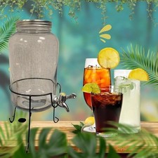 3L Clear Glass Drinks Dispenser with Stand for Juice Water Beverage