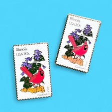 1982 merch co. for USPS Illinois state bird & flower commemorative lapel pins