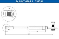 ATE 2x Bremsschlauch 24.5147-0285.3/2x M12x1 für SKODA OCTAVIA 3 Combi 5E5 5E6
