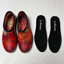 Sloggers Garden Shoes Waterproof Comfort Slip On Clogs Red Paisley Women's 8