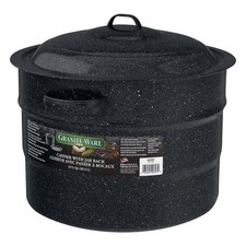 Enamel on Steel 21.5-Quart Water Bath Canner with Lid Jar Rack Speckled Black