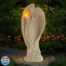 Ovewios Angel Figurine, Large Angel Garden Statues Outdoor with B