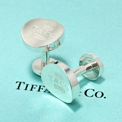 Tiffany & Co. Cufflinks Silver 925 Round Logo EX condition limited