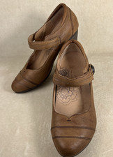 Taos Angel Mary Jane Shoes Women' 8 Brown Leather Heel Cottagecore Boho Preloved