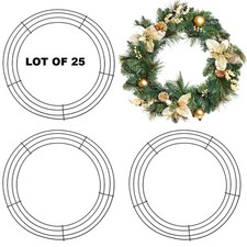 25 Pcs 12" Wire Wreath Ring, Frame - Dark Green, New Year, Valentines, July 4th