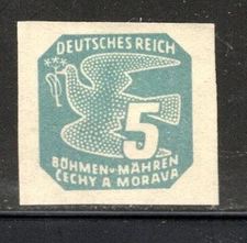 GERMANY BOHEMIA & MORAVIA STAMP WWII CECHY & MORAVIA STAMP IMPERF MH LOT 375BE