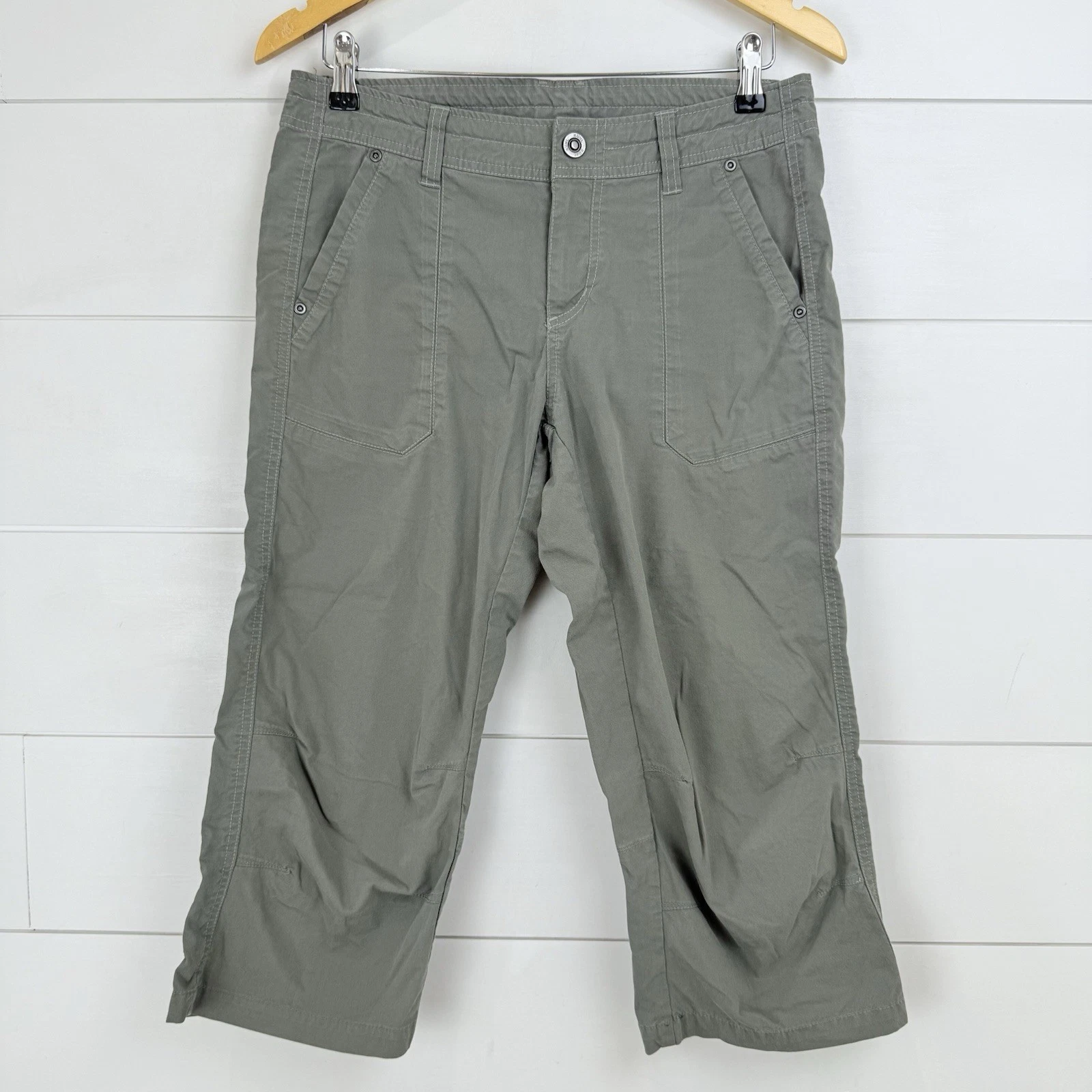 KUHL KURVE SPLASH CAPRI PANTS WOMEN 8 Green Outdoor Camping Hiking