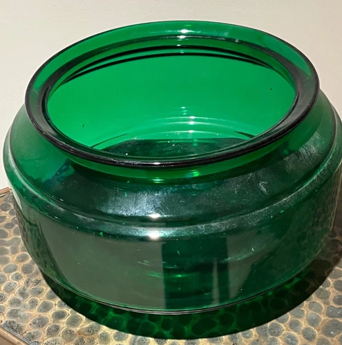 Vintage large dark green Anchor Hocking  glass fishbowl 10 in diameter opening