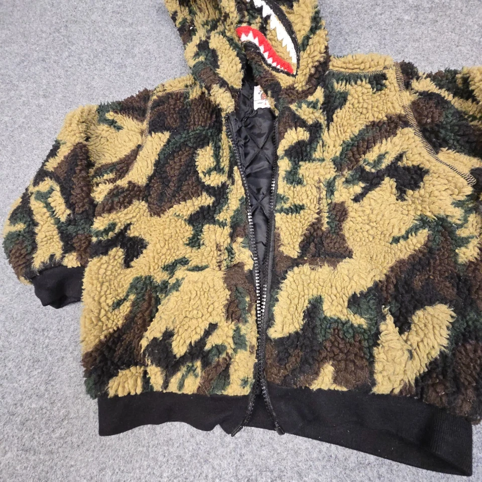 Купание обезьяны куртка Kids 3-4 лет зеленый камуфляж акула BAPE AAPE толстовка с капюшоном размер 3-4Y - Изображение 3 из 4