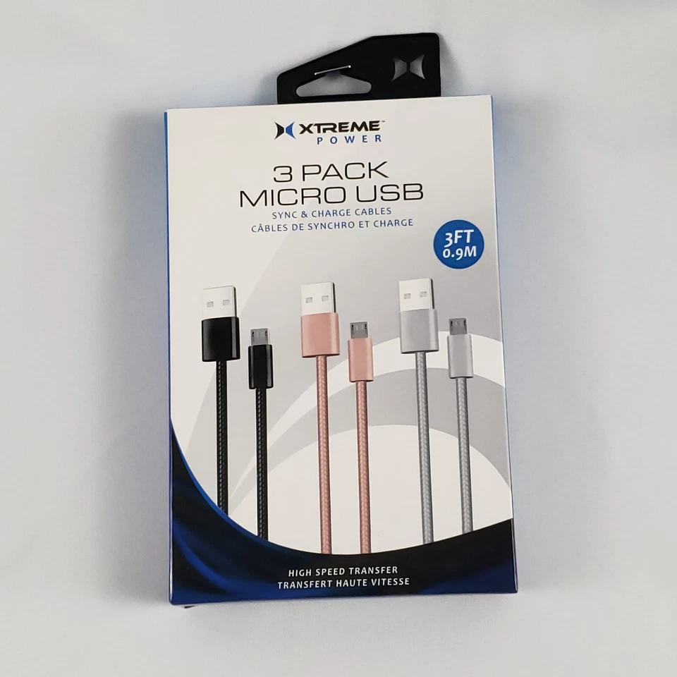 Xtreme Power 3 只装微型 USB 同步/充电线高速传输全新带盒 — 第 2/2 张图片