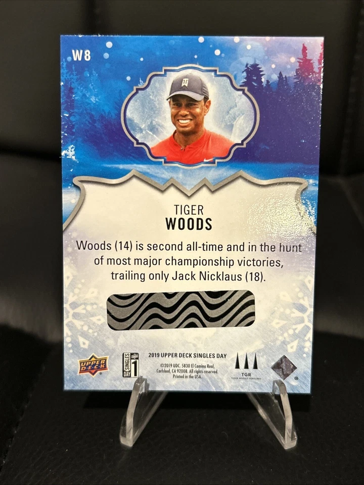 2019 Upper Deck Singles Day WINTER #W8 Tiger Woods Unscratched! - Image 2 of 2