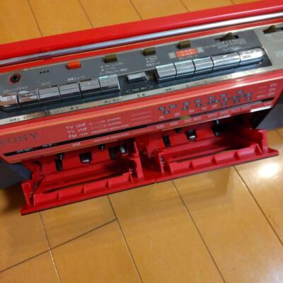 SONY CFS-EW50 Stereo Cassette-Corder Red Double Cassette Wit AC