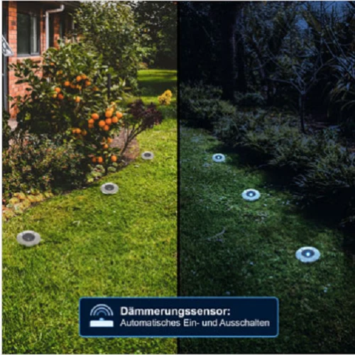 LED Solar Bodeneinbauleuchte Solarleuchte Bodenstrahler mit Edelstahlabdeckung - Bild 4 von 4