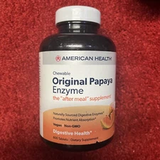 American Health Original Papaya Digestive Enzyme Chewable 600 Tabs Exp 1/26