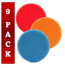 9 Pc - 5" Lake Country Flat Foam Hydro Tech Buffing Polishing Pads