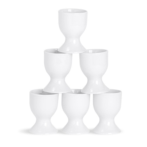 6x Classic White Egg Cups Porcelain Breakfast Hard Soft Boiled Eggs 5cm - Picture 1 of 7