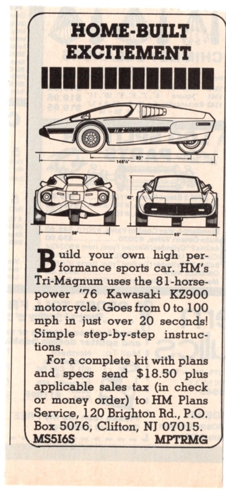 HM's TriMagnum Kit Car Kawasaki KZ900 1984 Vintage Print Ad Original Man Cave eBay