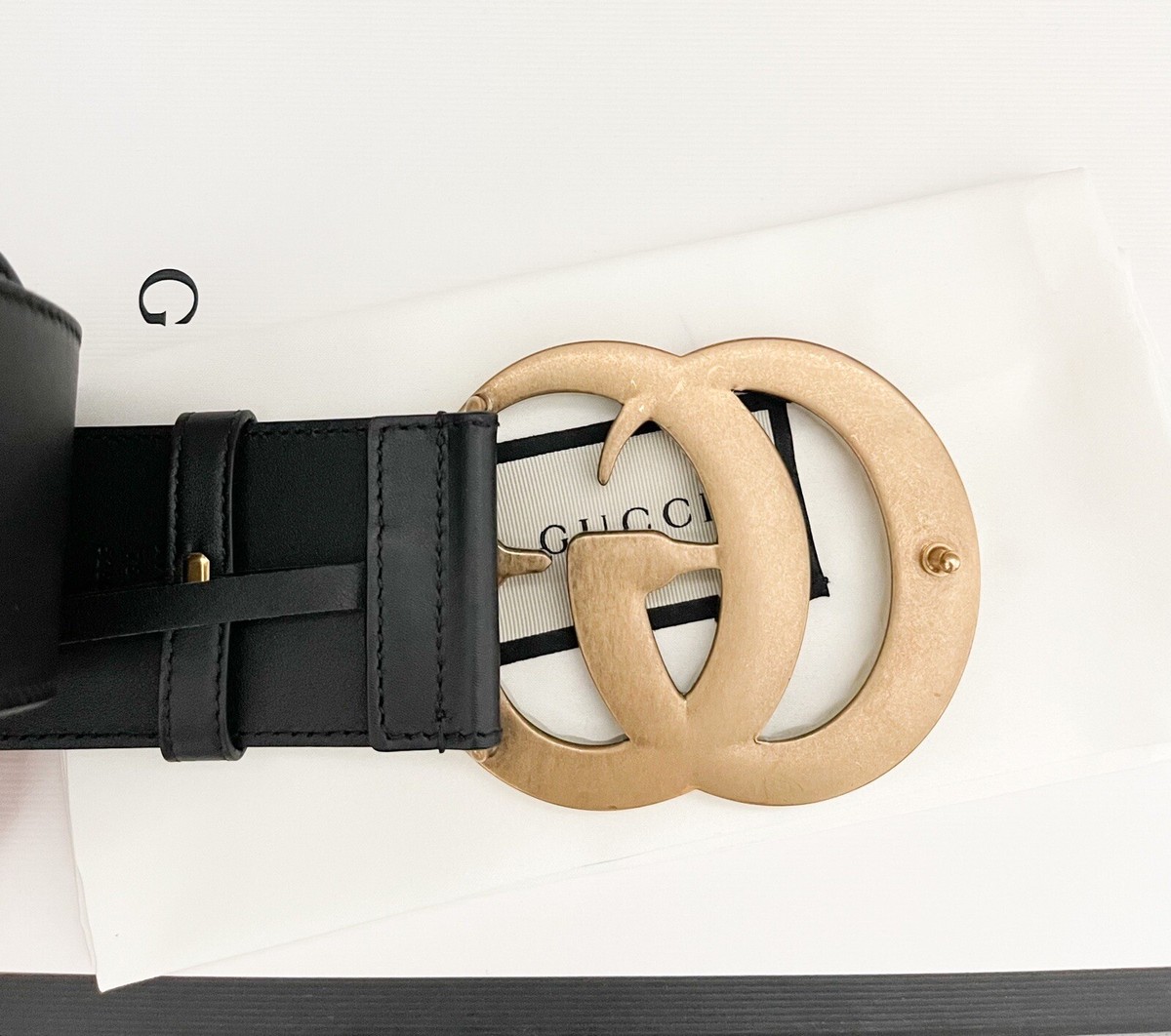 Gucci Extra Wide Calfskin Crystal Double G Waist Belt | eBay