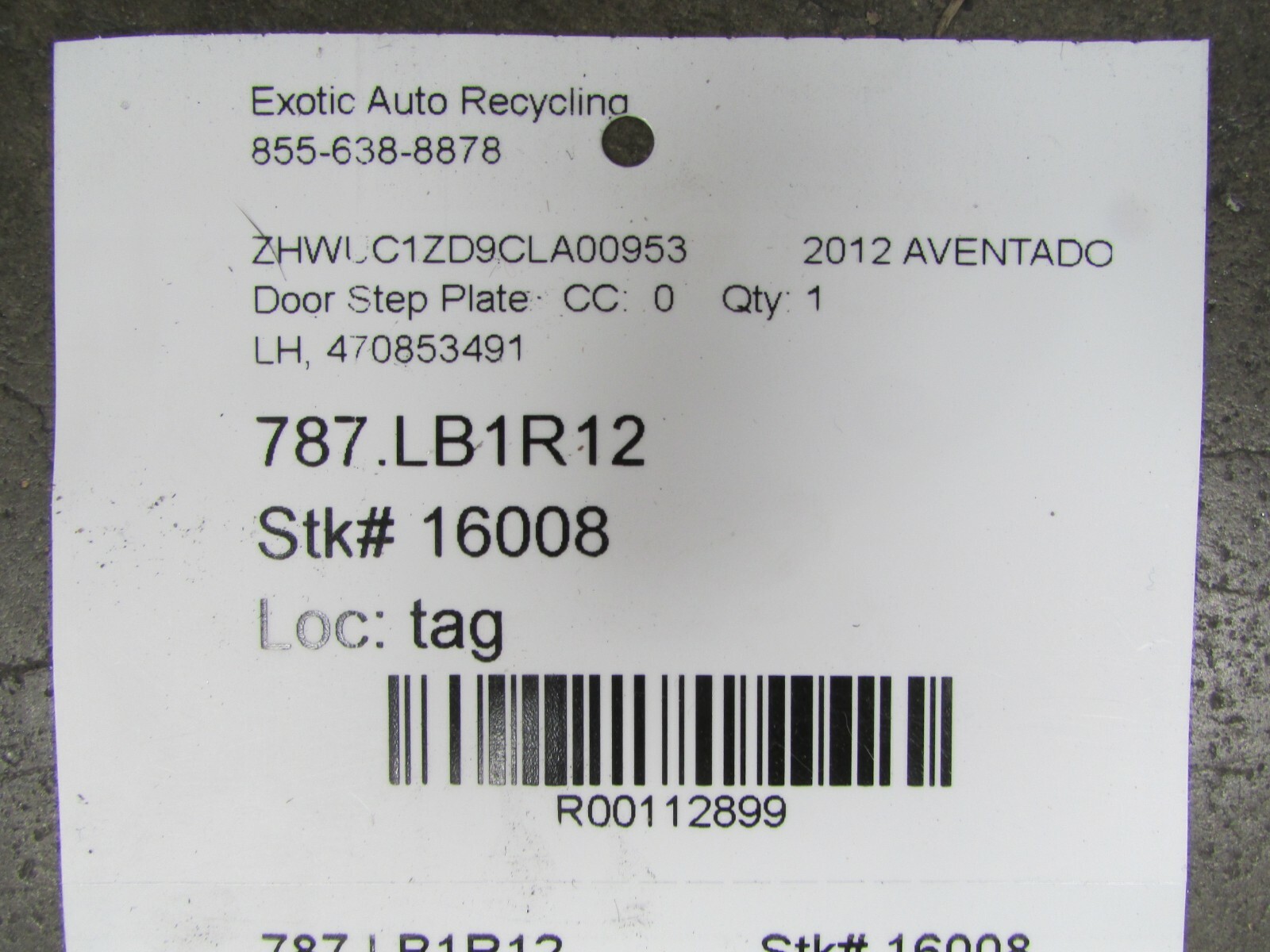 Lamborghini Aventador, LH, Left Door Step Plate, Used, P/N 470853491
