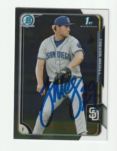 Trevor Megill Signed 2015 Bowman Draft Chrome Card #62 Auto Padres Brewers COA