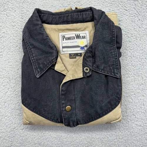 Vintage PIONEER WEAR Style 10220 Size SMALL Canvas Jacket Western Wear Black Tan - Picture 12 of 13