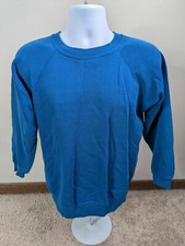 Vintage Hanes Raglan Sweatshirt Large Blue Crewneck Made in USA Mens 80s 90s
