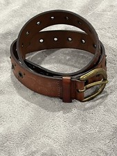 Fossil Wide Brown Punched Leather Belt - Women's Size Medium
