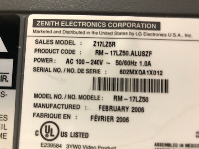 Zenith Flat Screen TV/PC Monitor - 17 Inch - Model Z17LZ5R | eBay