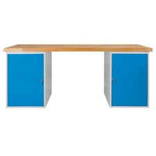 Werkbank mit 2 Stahlblechschränken, Breite 2000