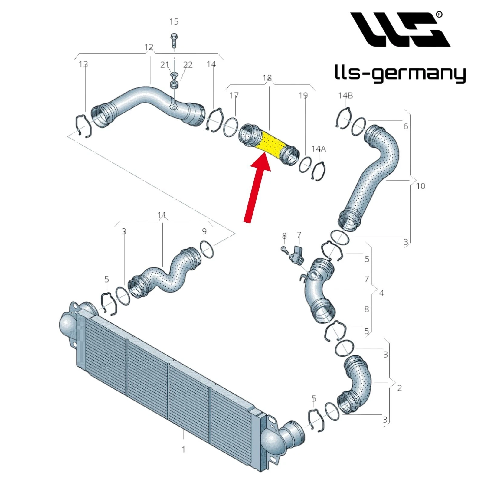 Turboschlauch Ladeluftschlauch für VW T5 Multivan V 1.9TDI  7H0145708H - Bild 4 von 4