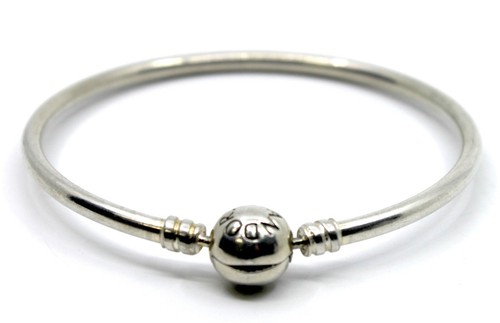 Pandora Sterling Silver Moments Bangle Bracelet 6.5" Barrel Clasp 590713
