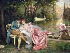 Canvas Print Romantic moments Classical oil painting HD Printed on canvas L282