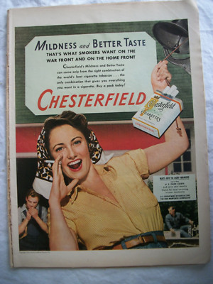 Vintage 1943 Orig Magazine Ad Chesterfield Cigarettes Hats Off To Our  Farmers