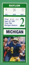 Michigan Tom Brady 4th Career NCAA College Football Game Ticket 9/20/97 v Baylor