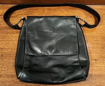 [ DKNY ] Womens Black Leather Crossbody Purse Bag Handbag 10'' x 9.5'' x 2''