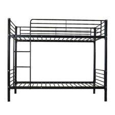Twin over Twin Steel Bunk Beds Frame Ladder Bedroom Kids Adult White/ Black/Gray