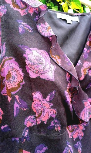 DRESS Richards Fully lined Floral Frill top Sleeveless UK12/EU38 Zip Elegant - Picture 6 of 8