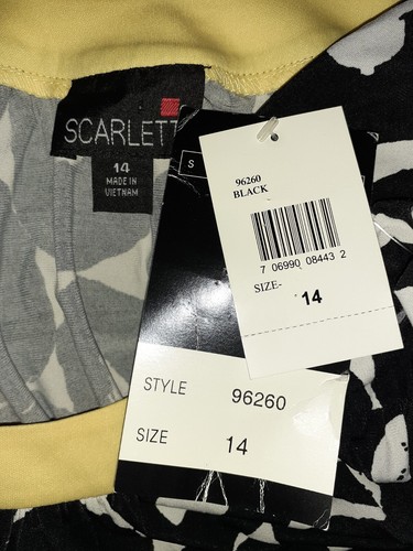 NEW SCARLETT Size 14 A-Line Dress Black White Yellow Stretch Short Sleeve - Picture 5 of 5