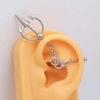 14G Fork Industrial Piercing Cartilage Ear Stainless Steel Body Jewelry