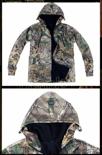 Mens Winter Bionic Camo Thicken Fleece Hunting Clothes Tactical Waterproof Suits - Picture 6 of 12