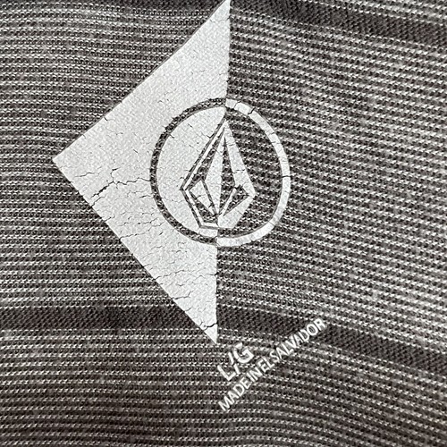 Volcom Men's size L Taupe Brown White Striped V-neck T-Shirt - Picture 3 of 5