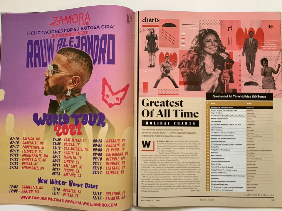 **THE WEEKEND / MARIAH CAREY / SING 2 BILLBOARD MUSIC MAGAZINE NOVEMBER 2021** - Image 3 of 4