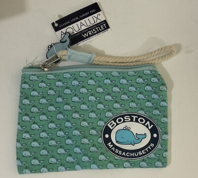 Aqualux Wristlet Boston M. Whale Print 6.5 In X 4.5 In Zippered NWT