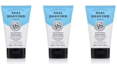 3 X The Real Shaving Company Traditional Shave Cream 125ml Anti-Ageing