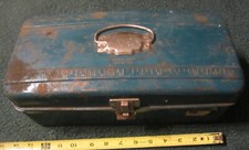 2313 Union Tool Box Metal Tackle fishing Storage Vtg Steel Chest Utility w tray