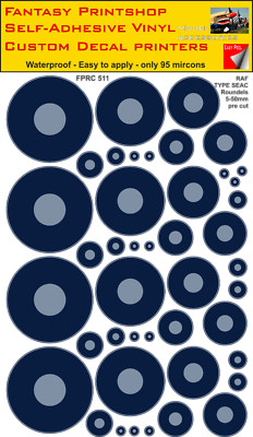 RAF Roundels Mixed Pack Vinyl Sticker Decals Type SEAC Roundel 5mm - 50mm vinyl