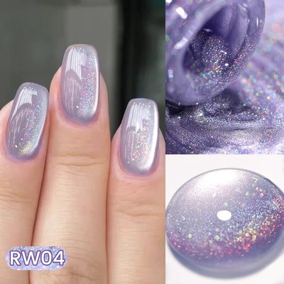 10ml Rainbow Purple Water Light Cat Magnetic Gel Nail Polish Shining Super Soak