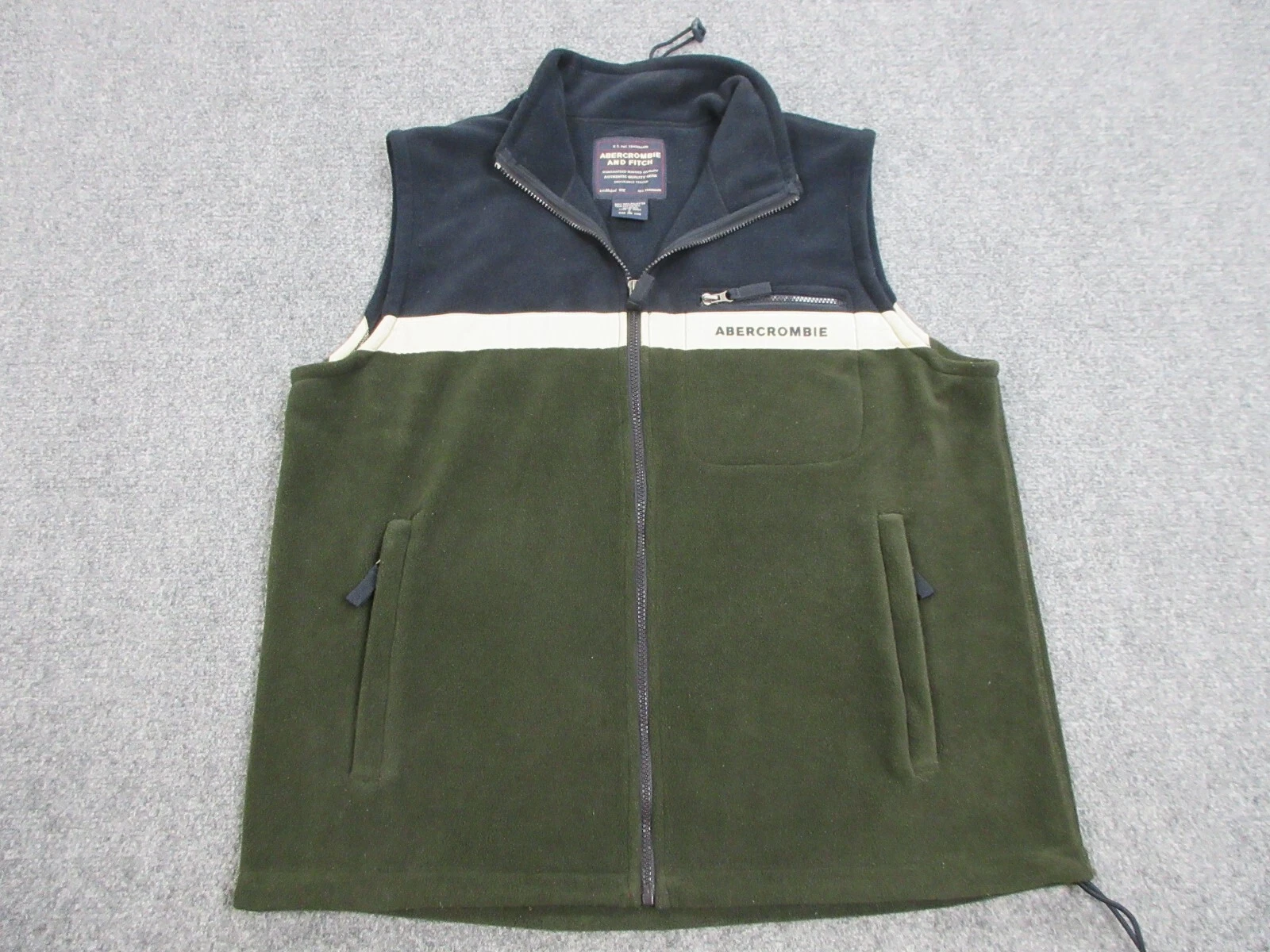 VINTAGE Abercrombie & Fitch Vest Mens Large Green Blue Fleece Outdoors Coat